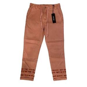 Driftwood Mauve Embroidered Stitch Cuffed Leg
Pants(Size Small)